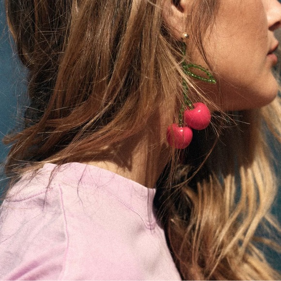 Zara Jewelry - ZARA NWT Red Cherry Beaded Earrings